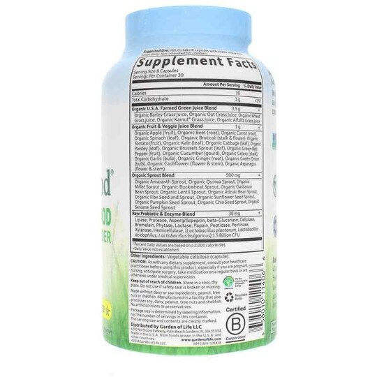 Raw Perfect Food Green Superfood Capsules, 240 Veg Caps, GOL