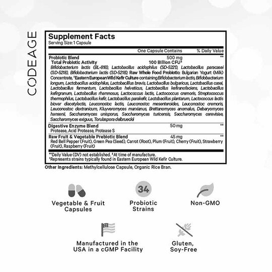 Raw Probiotic+, 30 Veg Capsules, CDE