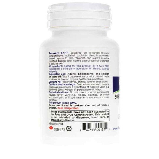 Recovery SAP 50 Billion Probiotic, 30 Capsules, NFH