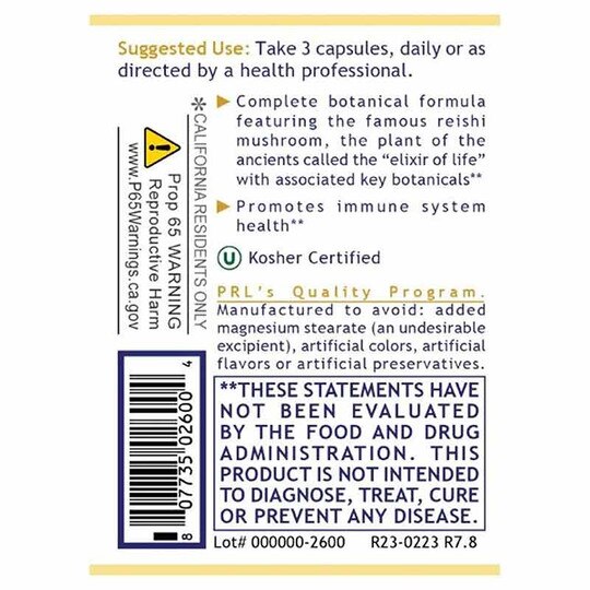 Reishi Immune Liver and Immune Support, 90 Veg Capsules, PRL