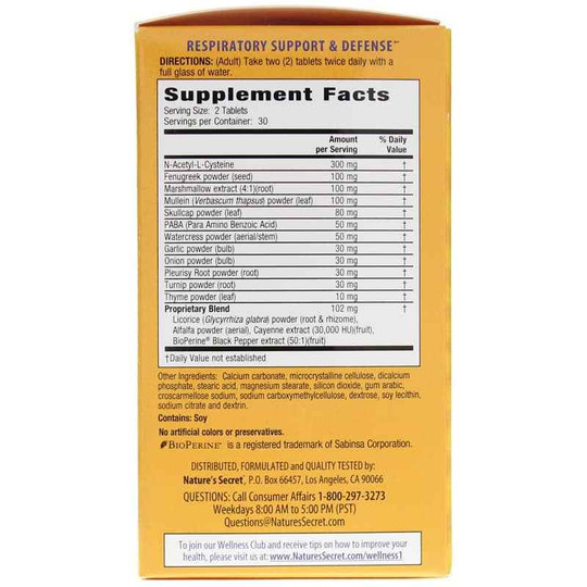 Respiratory Support & Defense, 60 Tablets, NSE
