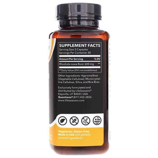 Rhodiola Root 600 Mg, 60 Veg Capsules, LSE