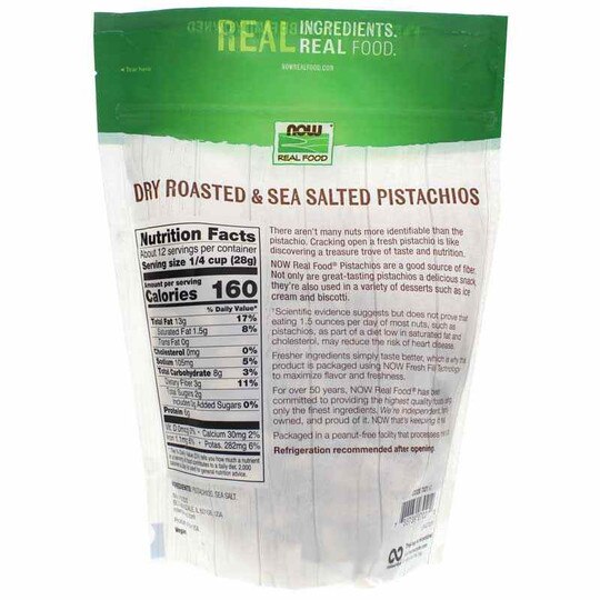 Roasted Pistachios with Sea Salt, 12 Oz, NOW