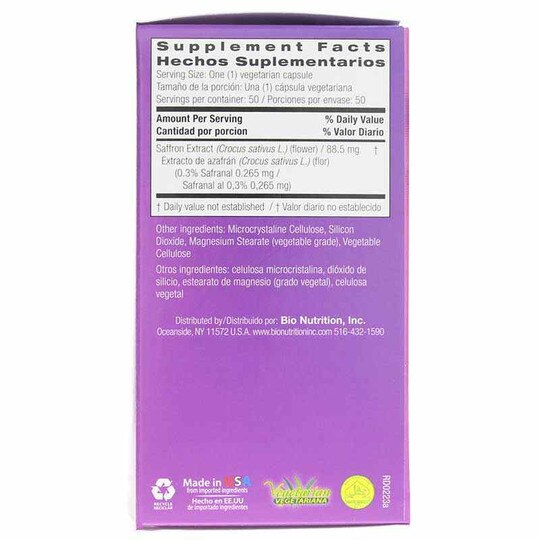 Saffron Extract, 50 Veg Capsules, BNU