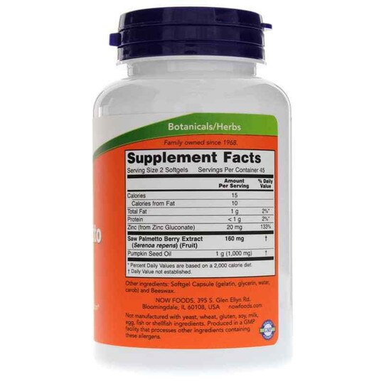 Saw Palmetto Extract with Pumpkin Seed Oil & Zinc, 90 S, NOW