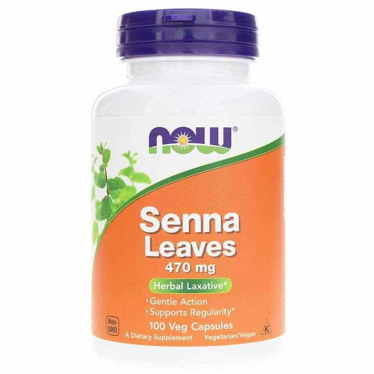 Senna Leaves 470 Mg, 100 Veg Capsules, NOW