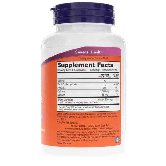 Shark Cartilage 750 Mg, 100 Capsules, NOW