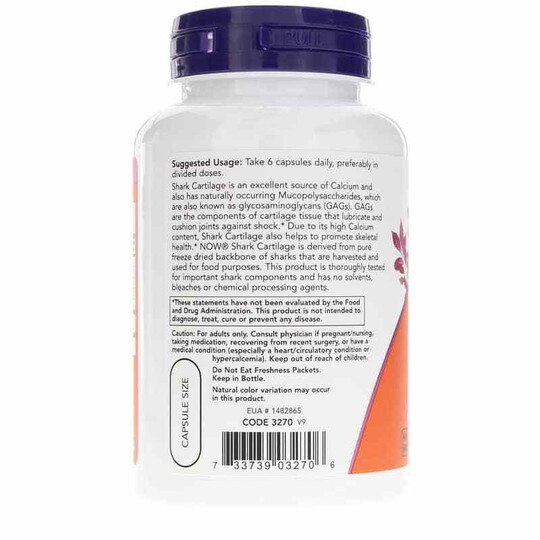Shark Cartilage 750 Mg, 100 Capsules, NOW
