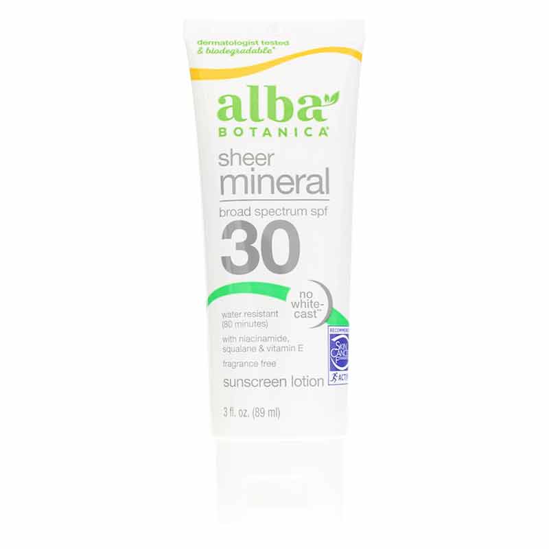 Sheer Mineral Sunscreen Fragrance Free SPF 30, Alba Botanica