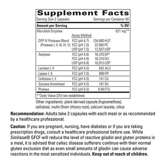 Similase GFCF Gluten & Casein Digestive Enzymes, 120 Ve, INT