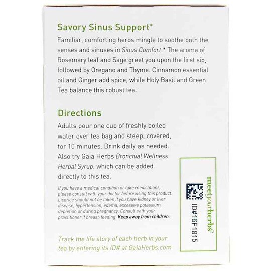 Sinus Comfort Tea, Gaia Herbs