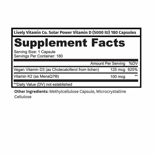 Solar Power Vitamin D3 2000 IU, 180 Capsules, LVIT