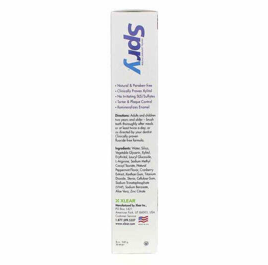 Spry Xylitol Toothpaste Fluoride Free, XLR