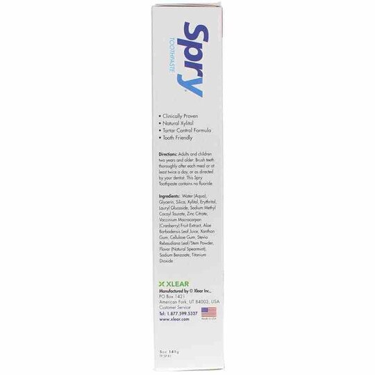 Spry Xylitol Toothpaste Fluoride Free, XLR
