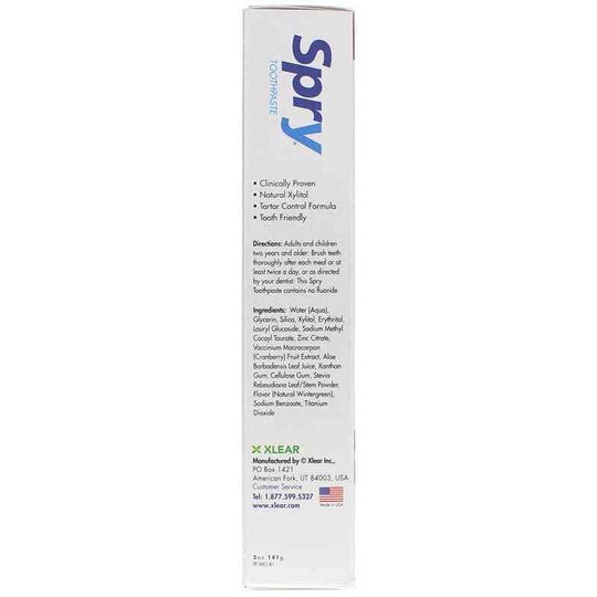Spry Xylitol Toothpaste Fluoride Free, XLR