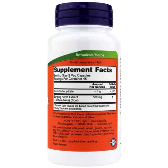 Stinging Nettle Root Extract 250 Mg, 90 Veg Capsules, NOW