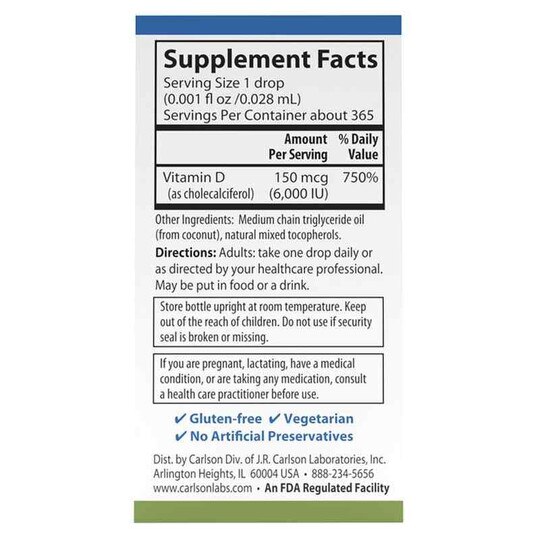 Super Daily D3 6000 IU Vitamin D Liquid, 365 Veg Drops, CL