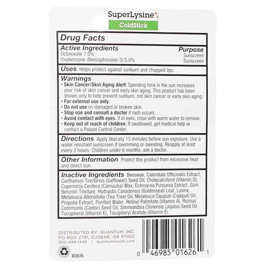 SuperLysine+ ColdStick Lip Treatment & Protectant, .17, QHT