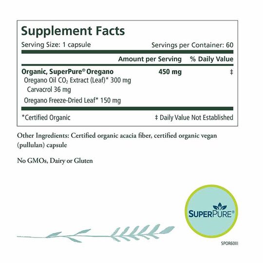 SuperPure Oregano, 60 Capsules, PSY