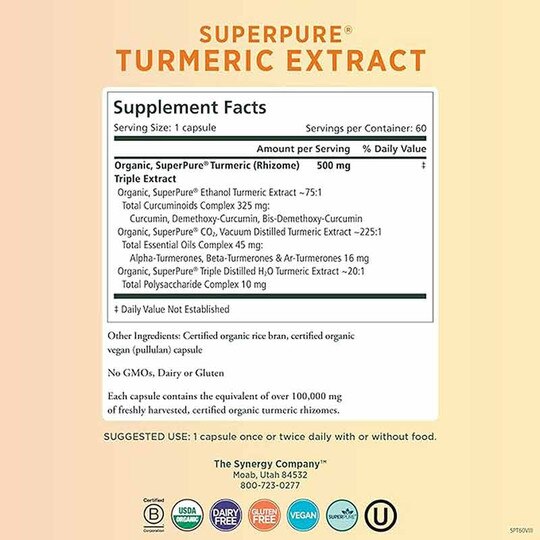 SuperPure Turmeric Organic Extract Capsules, 60 Veg Cap, PSY