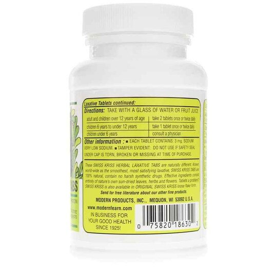 Swiss Kriss Herbal Laxative Tabs, 250 Tablets, MDP
