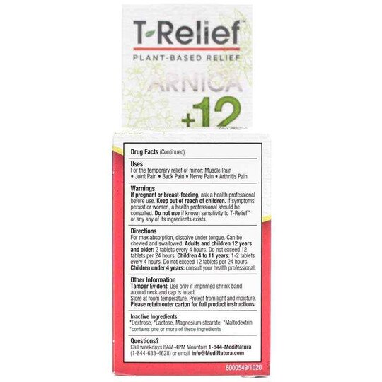 T-Relief Arnica +12 Extra Strength Pain Tablets, MediNatura