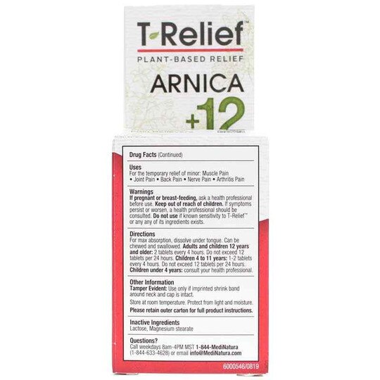 T-Relief Arnica +12 Pain Relief Tablets, 100 Tablets, MDN