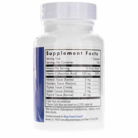 TG 100 Natural Glandulars, 100 Veg Capsules, ARG