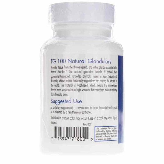 TG 100 Natural Glandulars, 100 Veg Capsules, ARG