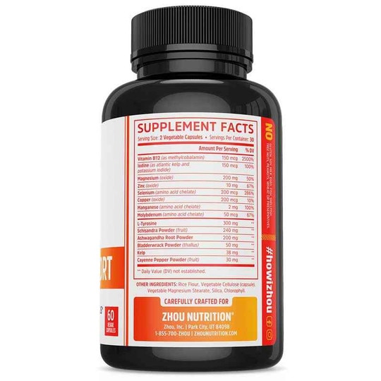 Thyroid Support with Iodine, 60 Veg Capsules, ZHO
