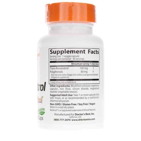 Trans-Resveratrol 100 Mg, 60 Veg Capsules, DRB