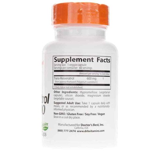 Trans-Resveratrol 600 Mg, 60 Veg Capsules, DRB