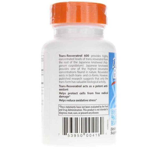 Trans-Resveratrol 600 Mg, 60 Veg Capsules, DRB
