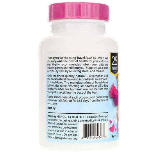 Travel Paws Calming Treats for Pets, 60 Chewable Tablet, LDK