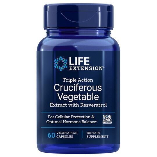 Triple Action Cruciferous Vegetable Extract with Resveratrol, 60 Veg Capsules, LFE