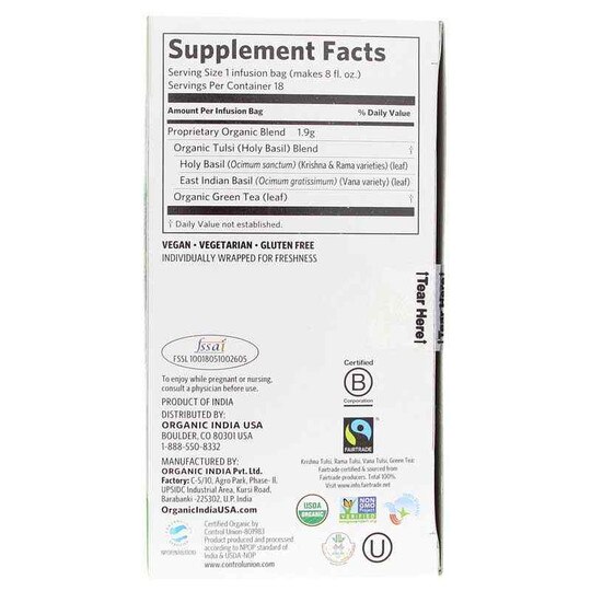 Tulsi Green Organic Tea, 18 Bags, OGI