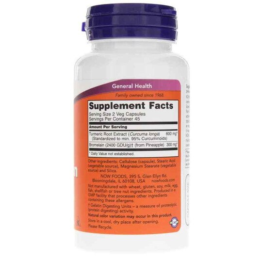 Turmeric & Bromelain, 90 Veg Capsules, NOW