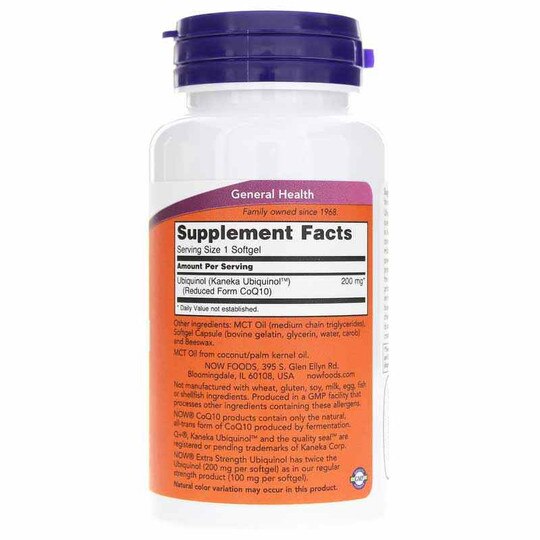 Ubiquinol Extra Strength 200 Mg, 60 Softgels, NOW