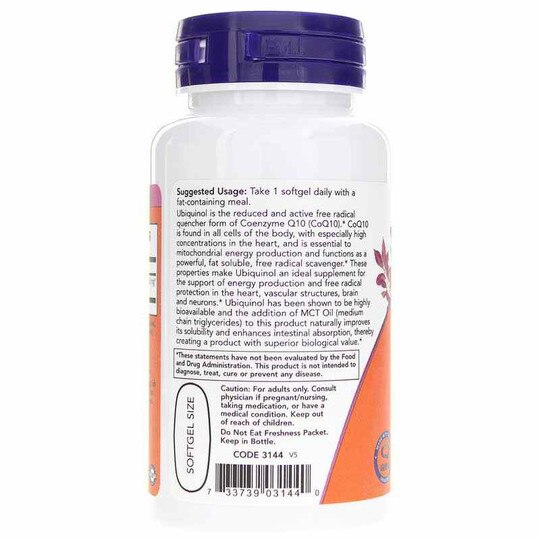 Ubiquinol Extra Strength 200 Mg, 60 Softgels, NOW