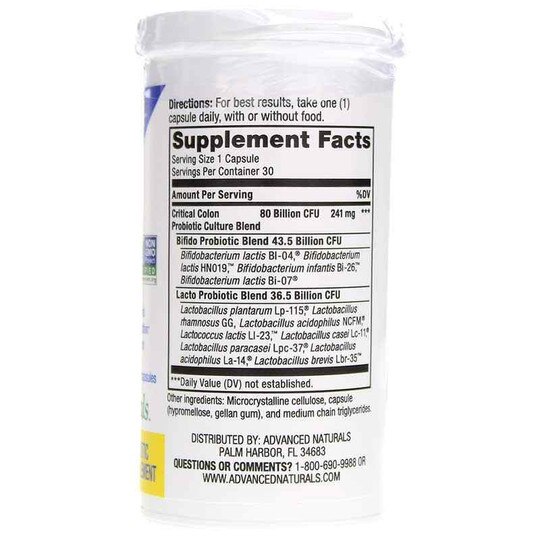 Ultimate FloraMax Critical Colon 80 Billion, 30 Veg Capsules, ADVN