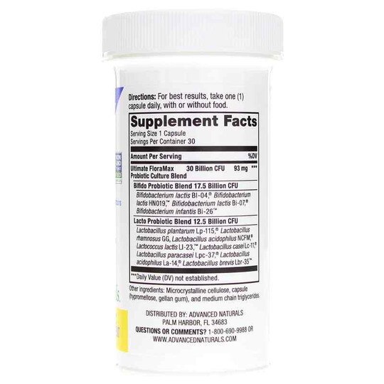 Ultimate FloraMax Daily Care 30 Billion, 30 Veg Capsules, ADVN