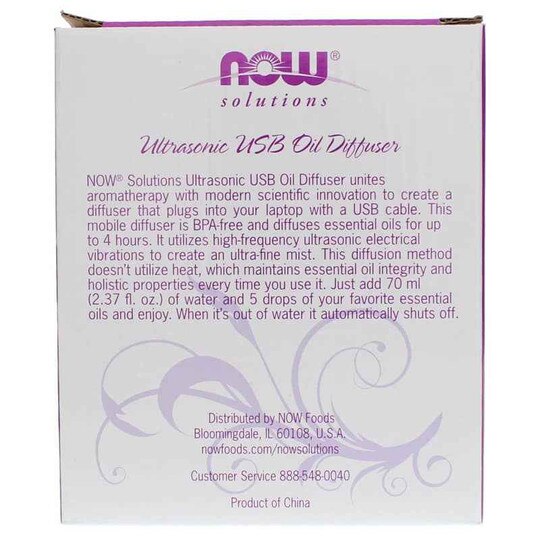 Ultrasonic USB Oil Diffuser, 1 Piece(s), NOW