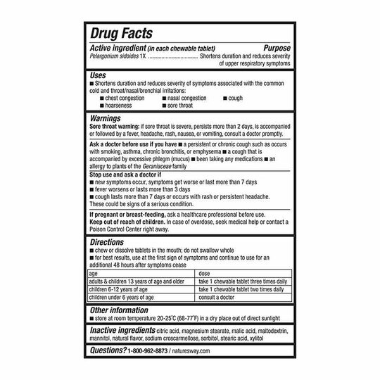 Umcka ColdCare Chewable Cherry Flavor, 20 Chewables, NWA