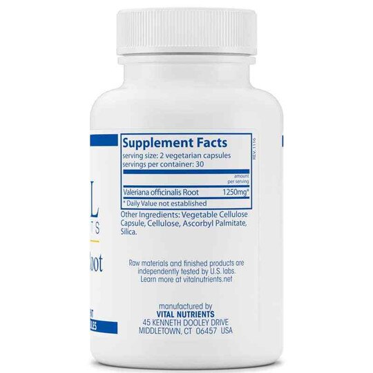 Valerian Root 625 Mg, 60 Veg Capsules, VTN