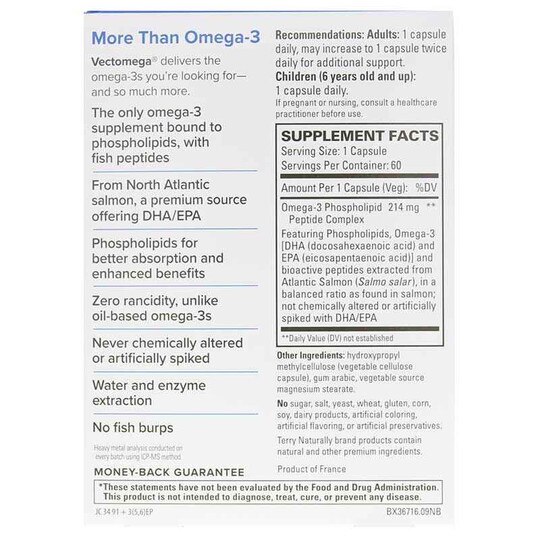 Vectomega Salmon Omega-3 EPA/DHA, 60 Capsules, TNT