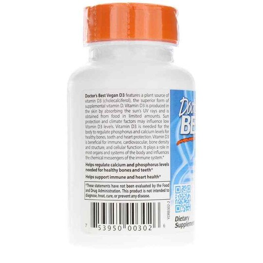 Vegan D3 2500 IU, 60 Veg Capsules, DRB