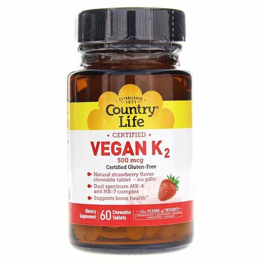 Vegan K2 500 Mcg, Country Life