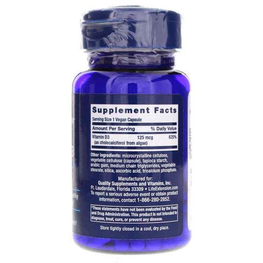 Vegan Vitamin D3 125 Mcg, 60 Vegan Capsules, LFE
