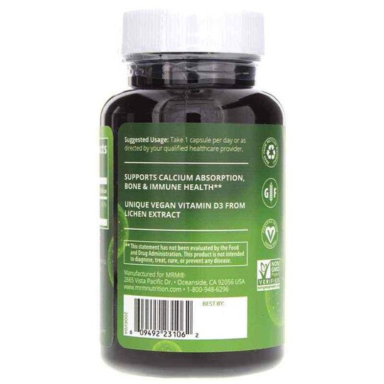 Vegan Vitamin D3 5,000 IU, 60 Vegan Capsules, MRM