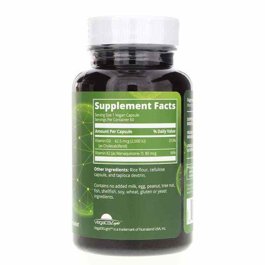 Vegan Vitamin D3 & K2, 60 Vegan Capsules, MRM